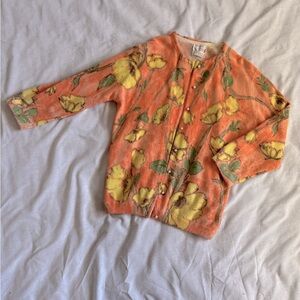 Vintage peach floral cardigan